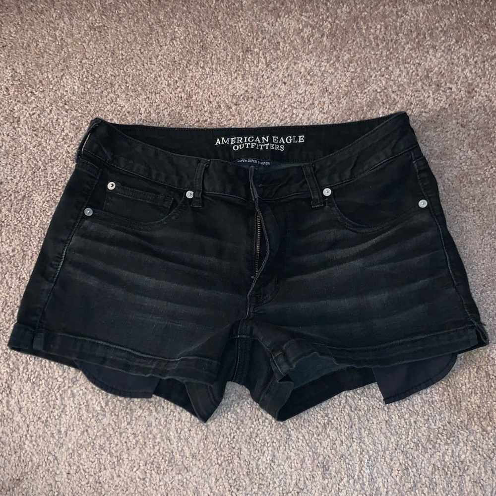 black jean shorts